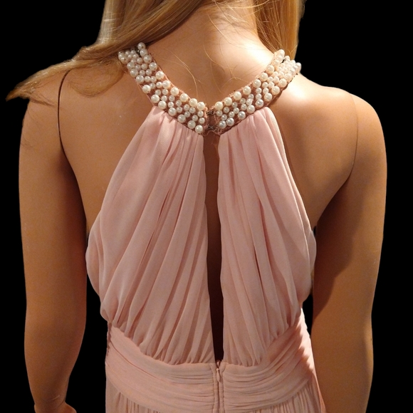 Juno Pink Long Jeweled Top Formal Dress - Picture 9 of 12